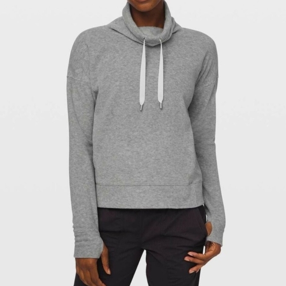 Lululemon Go Forward Cowl Neck Fleece Pullover Sweater Heathered Light Grey 6 - Picture 1 of 12